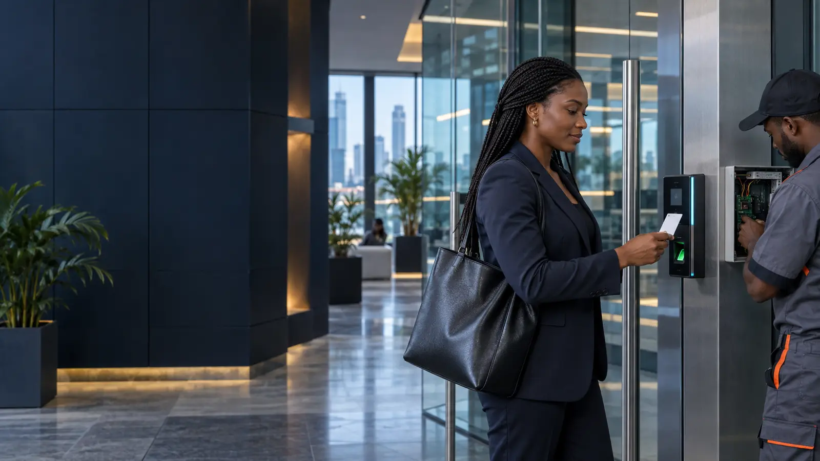 Nigerian professional using a business access control system